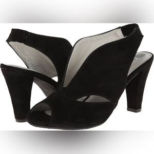 Eric Michael Black Suede Peru Sandal Pumps Size EU 37 US 6.5 To 7